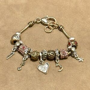 Vintage Pink Landau Love you to the Moon Charm Bracelet